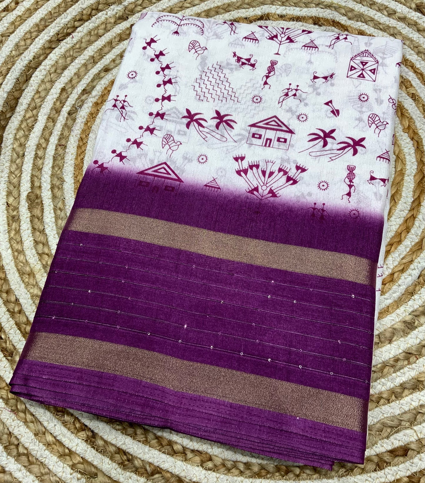 Dola Silk Worli Sequence Border Saree - Swaraas