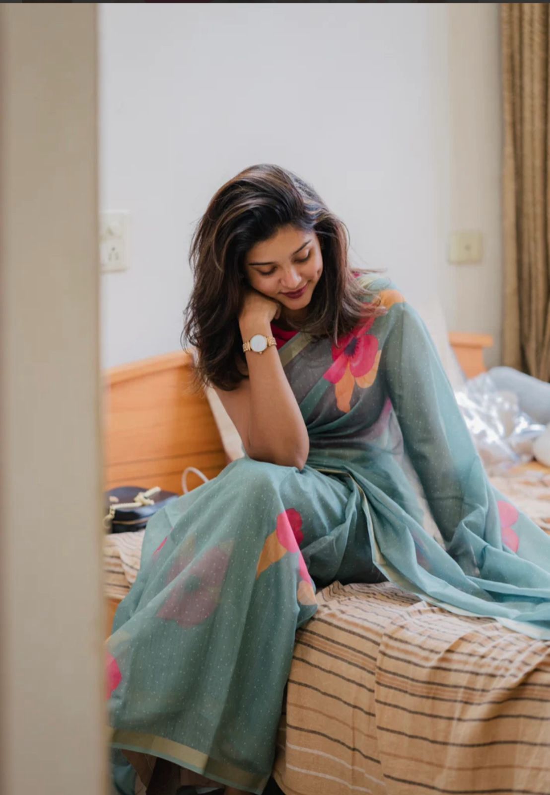 Flower linen | Saree