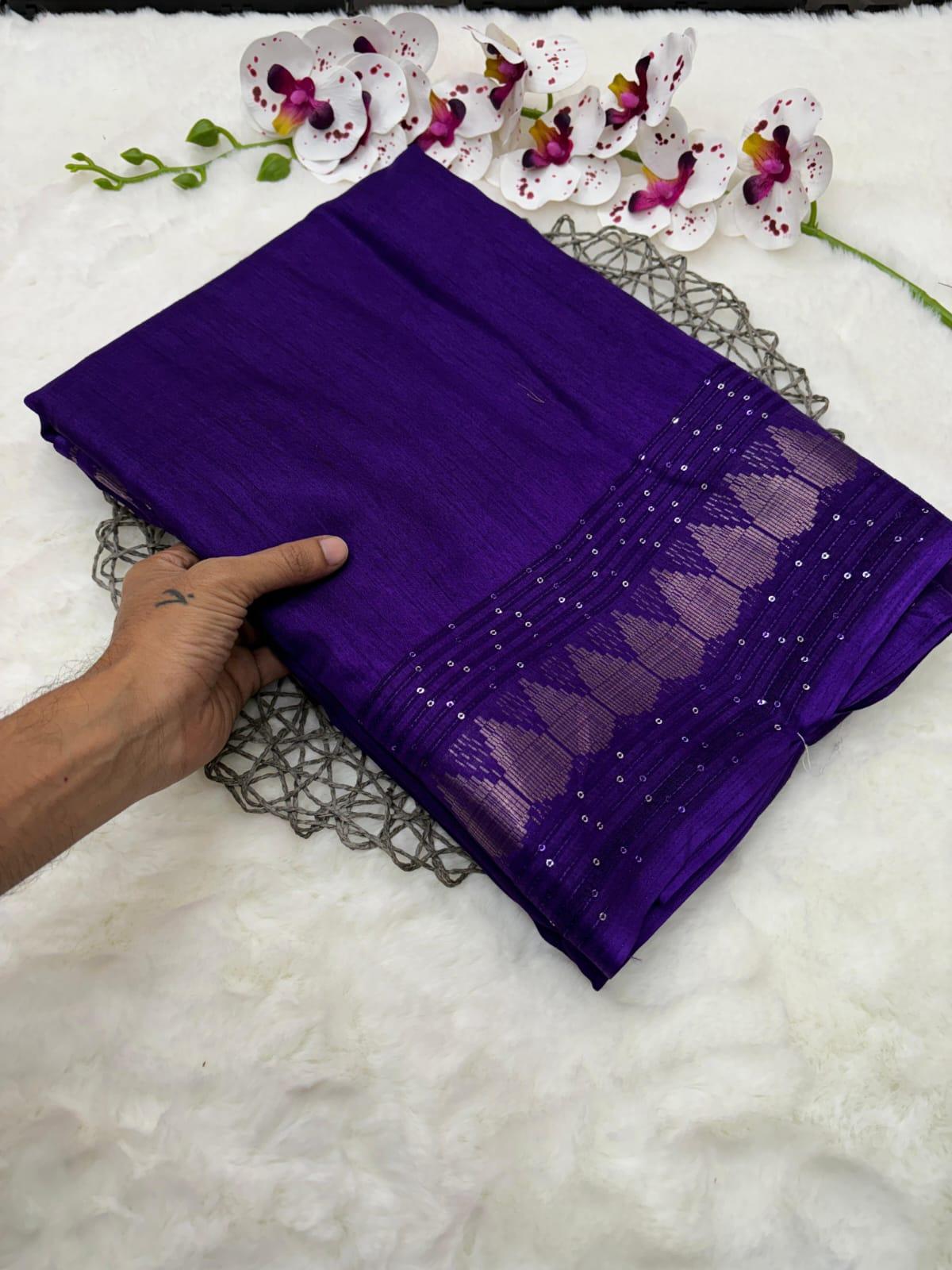 Pure Meghna slub Silk with Weave sequnce and printed Reach Pallu Blouse running with butti - Swaraas