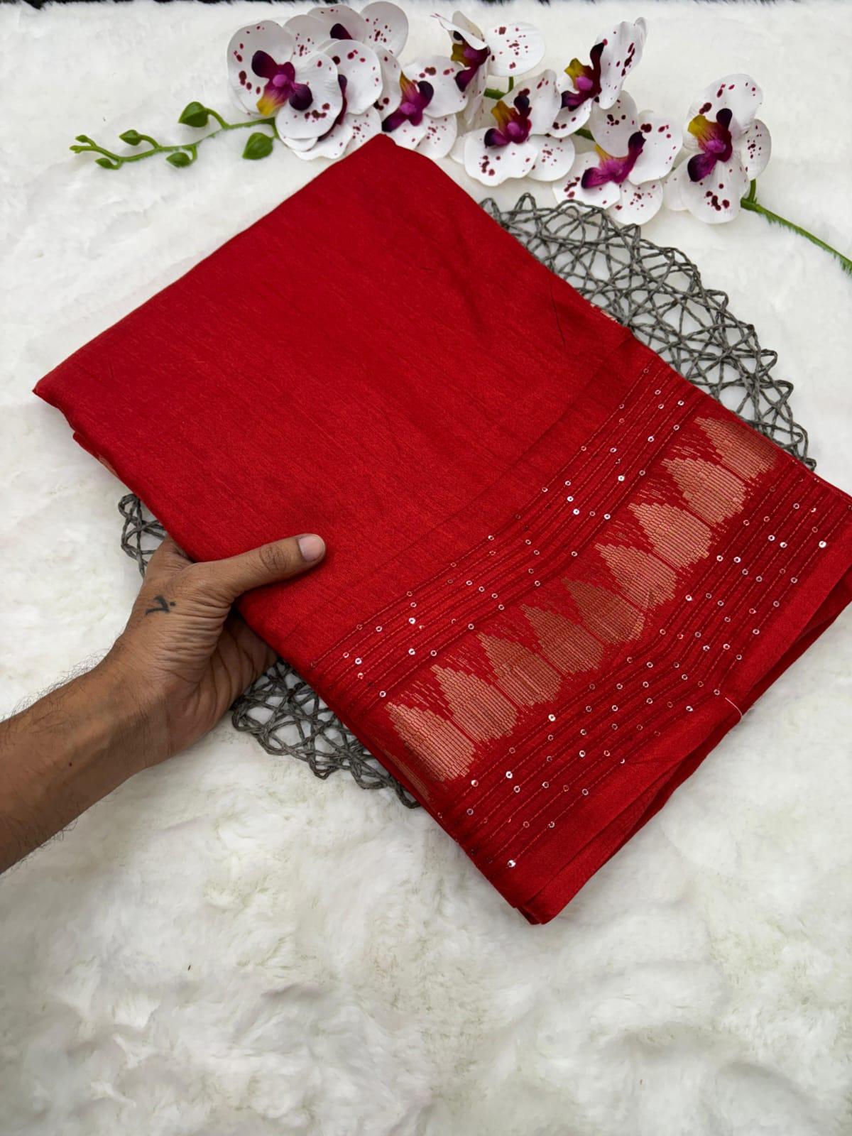 Pure Meghna slub Silk with Weave sequnce and printed Reach Pallu Blouse running with butti - Swaraas