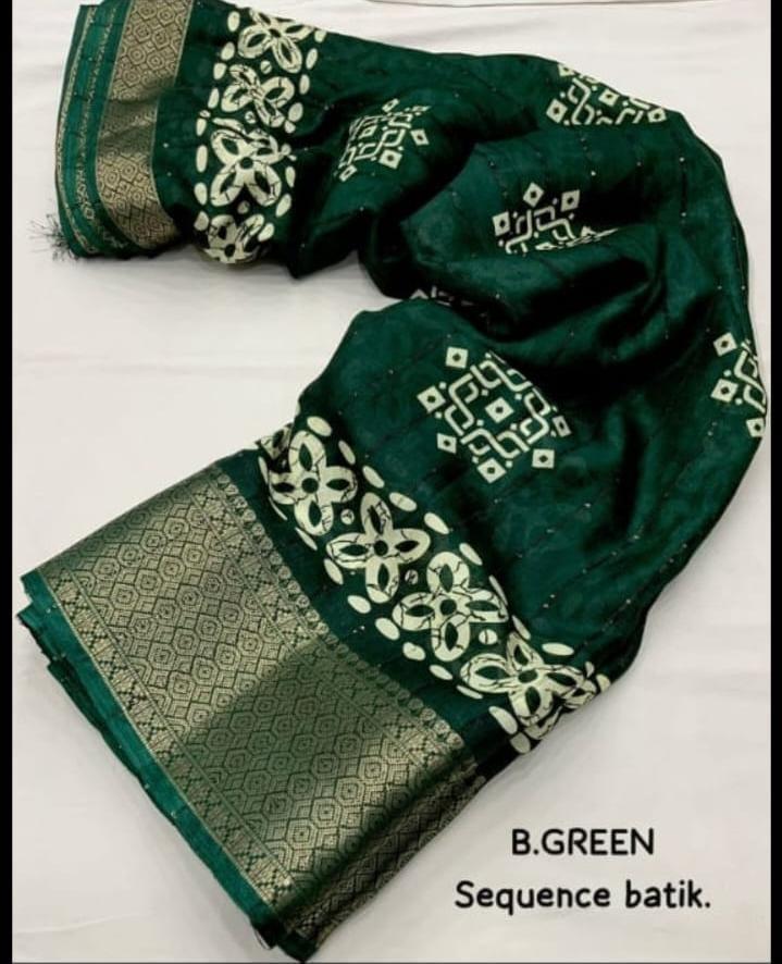 COTTON CRAPE SAREE WITH SEQUENCE WORK - Swaraas