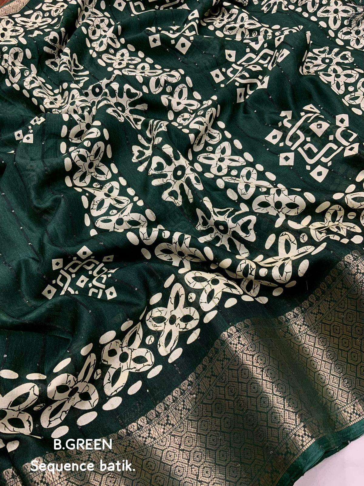 COTTON CRAPE SAREE WITH SEQUENCE WORK - Swaraas