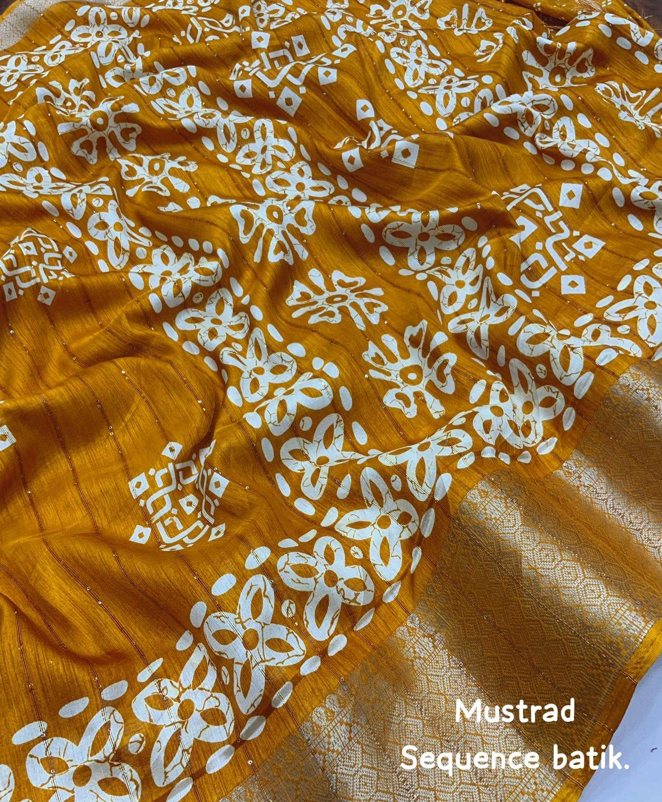 COTTON CRAPE SAREE WITH SEQUENCE WORK - Swaraas