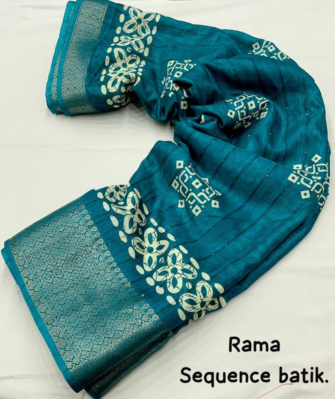 COTTON CRAPE SAREE WITH SEQUENCE WORK - Swaraas