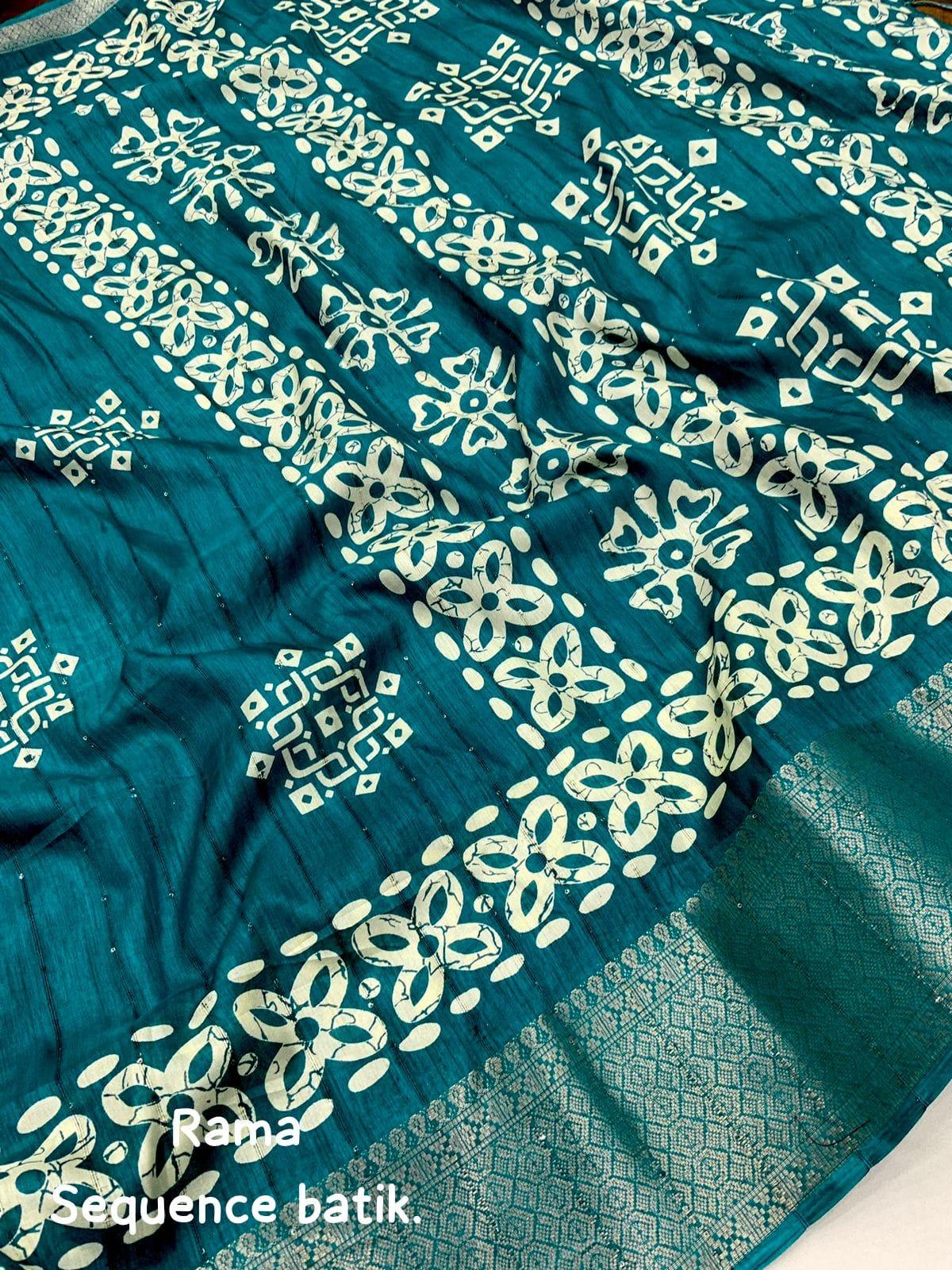 COTTON CRAPE SAREE WITH SEQUENCE WORK - Swaraas