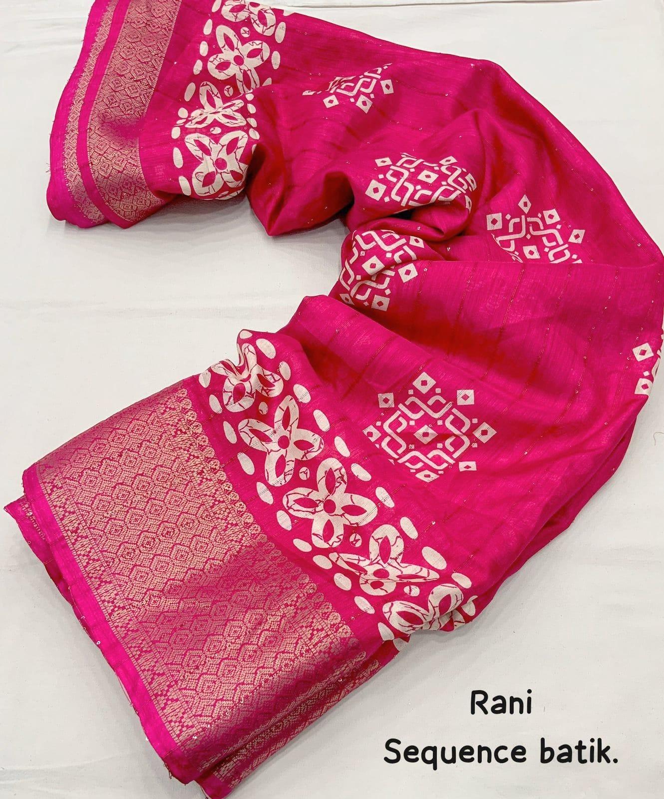 COTTON CRAPE SAREE WITH SEQUENCE WORK - Swaraas