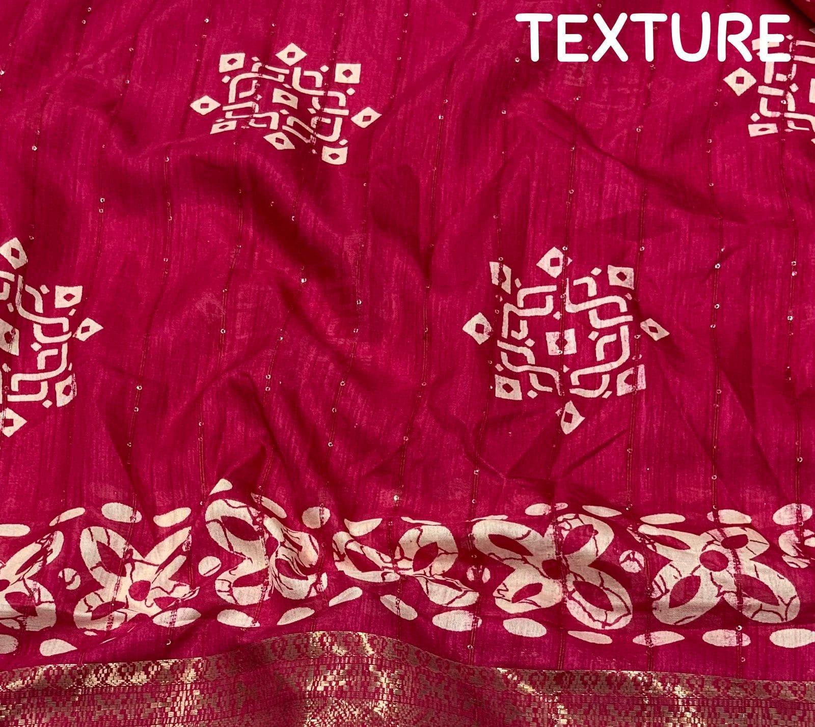 COTTON CRAPE SAREE WITH SEQUENCE WORK - Swaraas