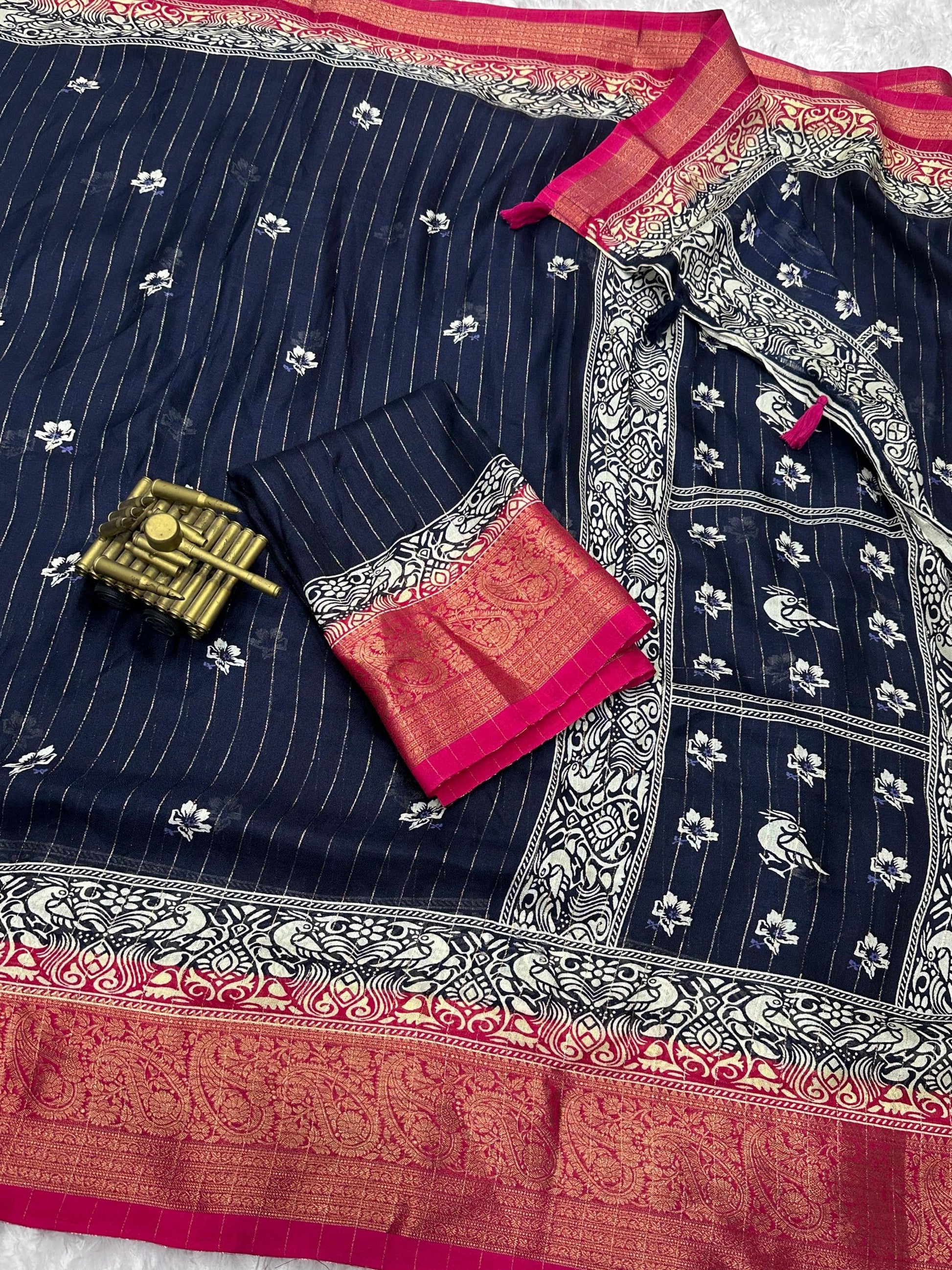 Pure cotton silk with jacquard border - Swaraas