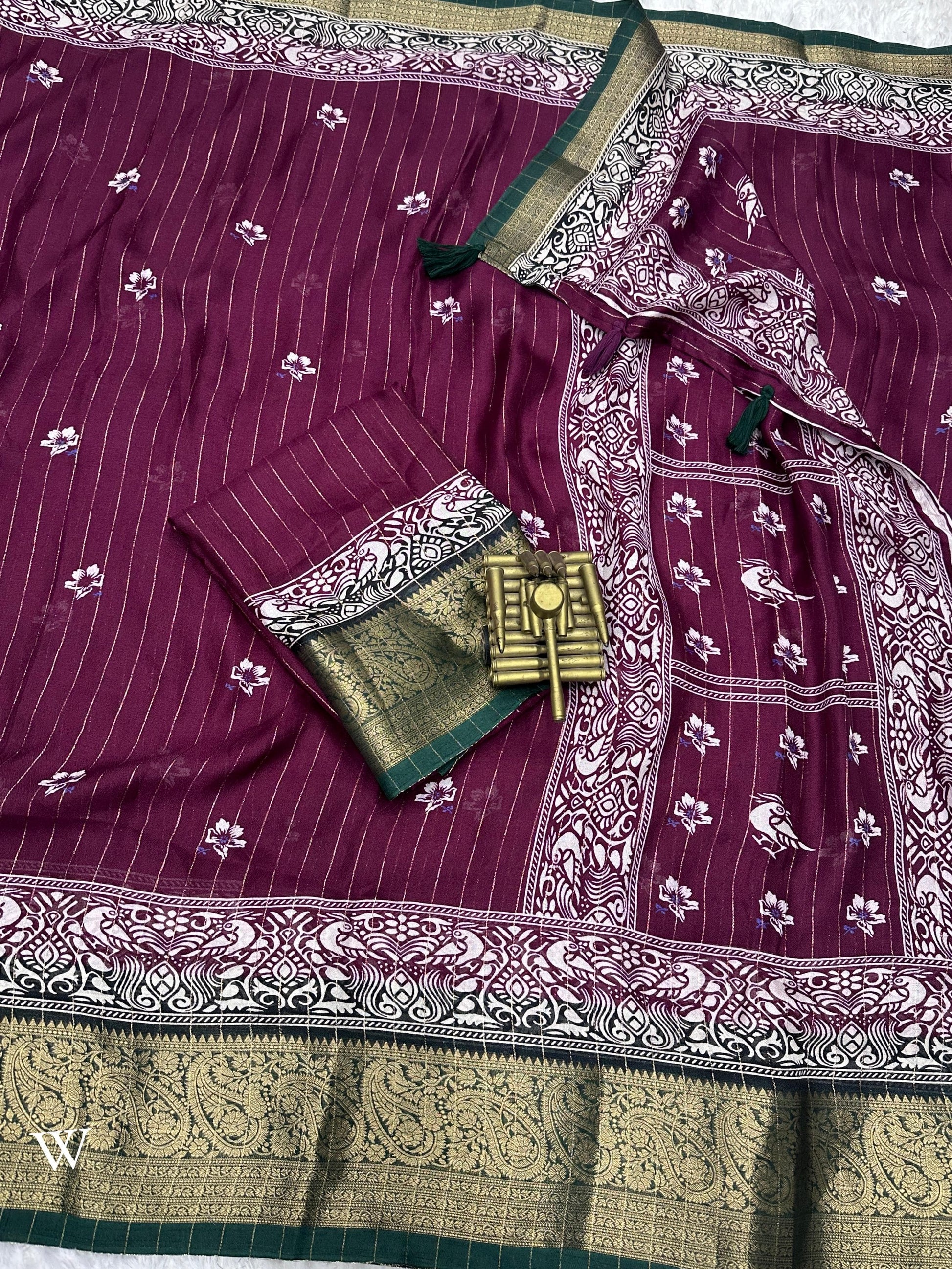 Pure cotton silk with jacquard border - Swaraas