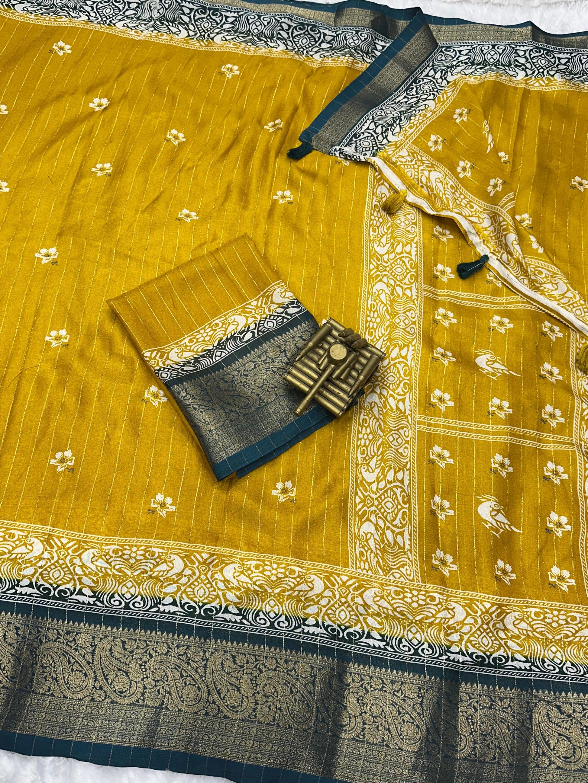 Pure cotton silk with jacquard border - Swaraas