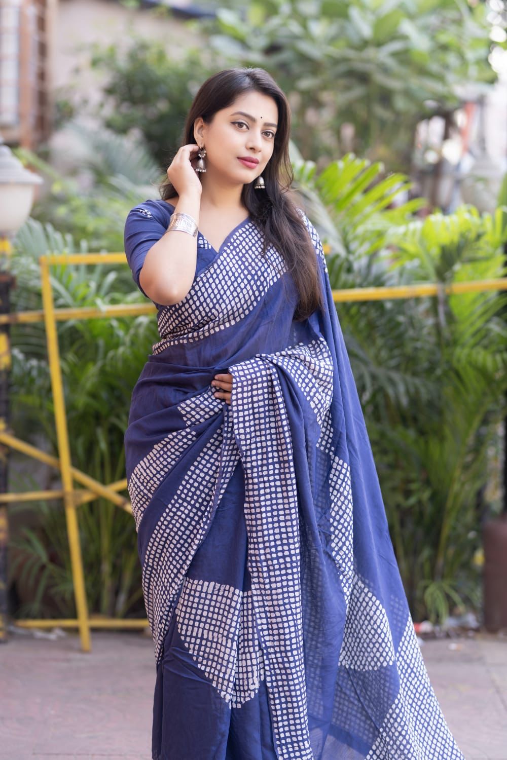 Pure Chanderi Cotton Saree with Traditional Batik Print & Matching Blouse – Lightweight Ethnic Wear | Swaraas.in