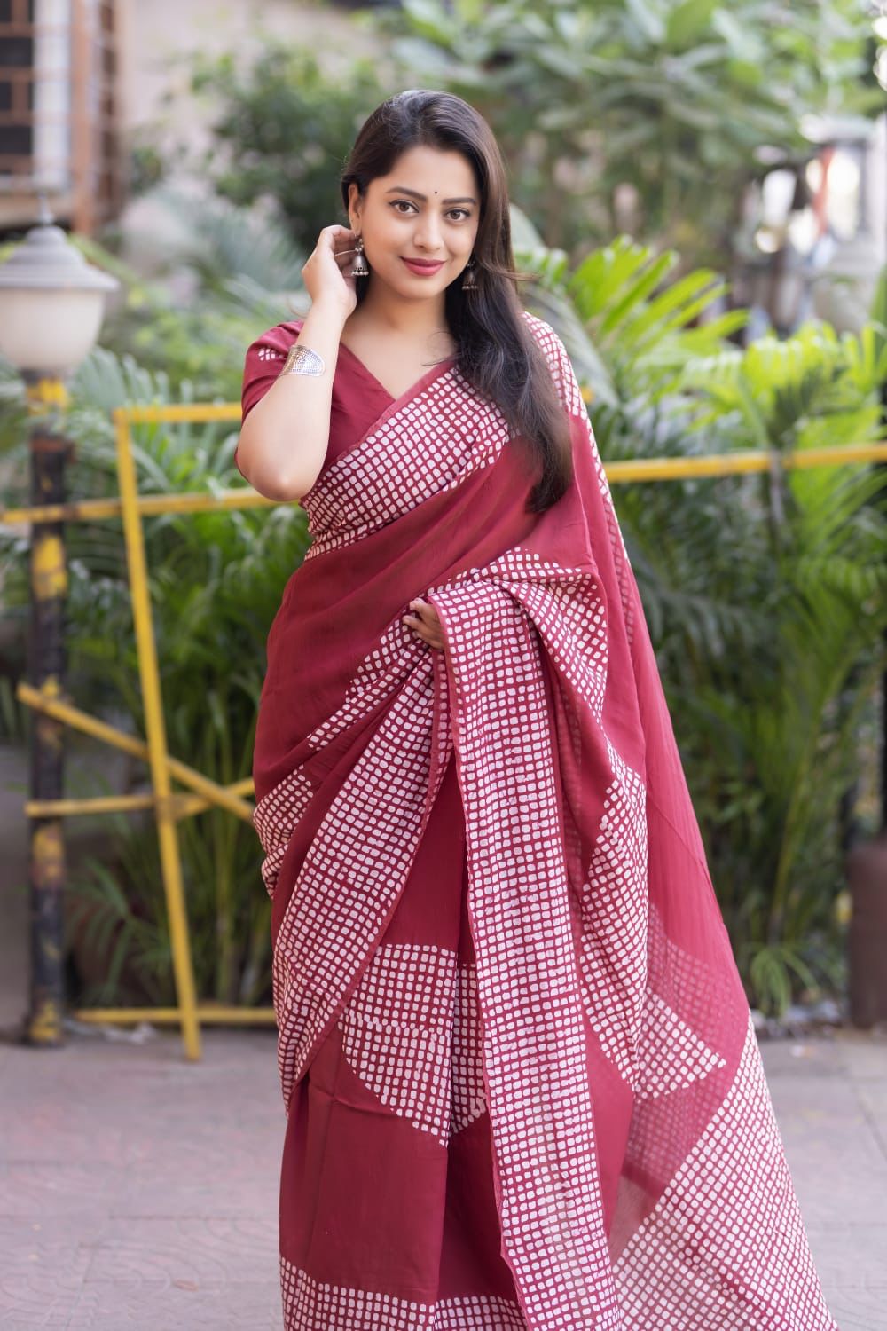 Pure Chanderi Cotton Saree with Traditional Batik Print & Matching Blouse – Lightweight Ethnic Wear | Swaraas.in