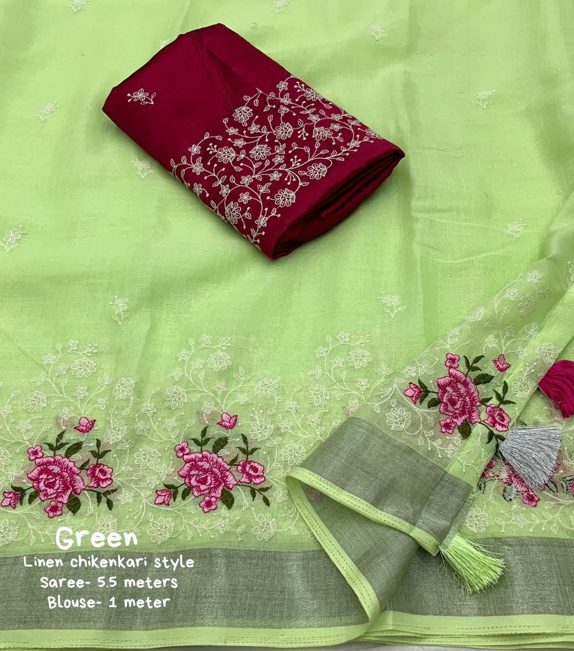 Pure Linen Saree with Elegant Silver Zari Pattu Border & Matching Blouse – Handloom-Inspired Ethnic Wear | Swaraas.in