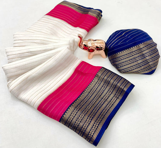 Soft Marshmallow Fabric Saree with All-Over Padded Print & Matching Blouse – Lightweight & Elegant Daily Wear | Swaraas.in