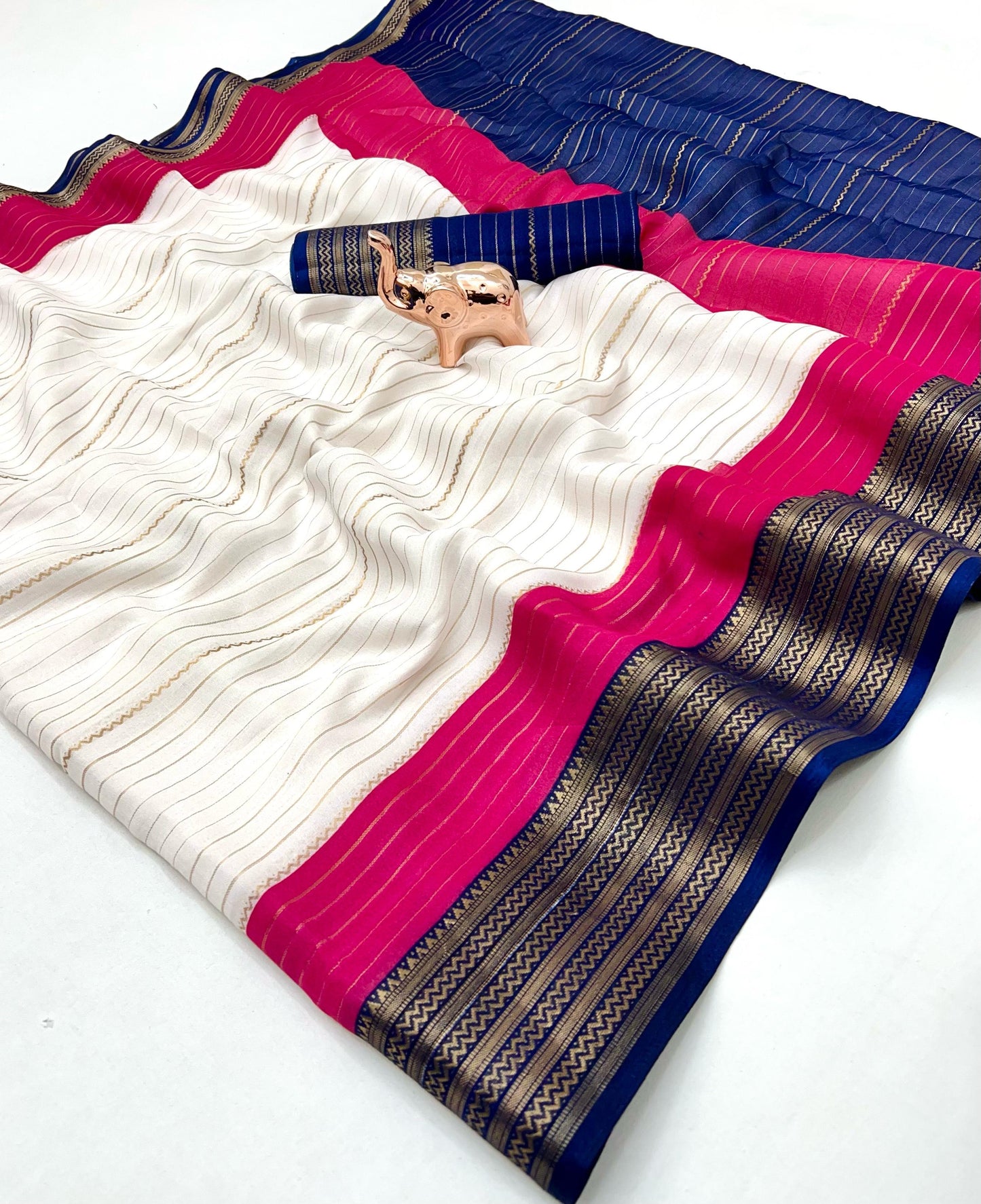 Soft Marshmallow Fabric Saree with All-Over Padded Print & Matching Blouse – Lightweight & Elegant Daily Wear | Swaraas.in