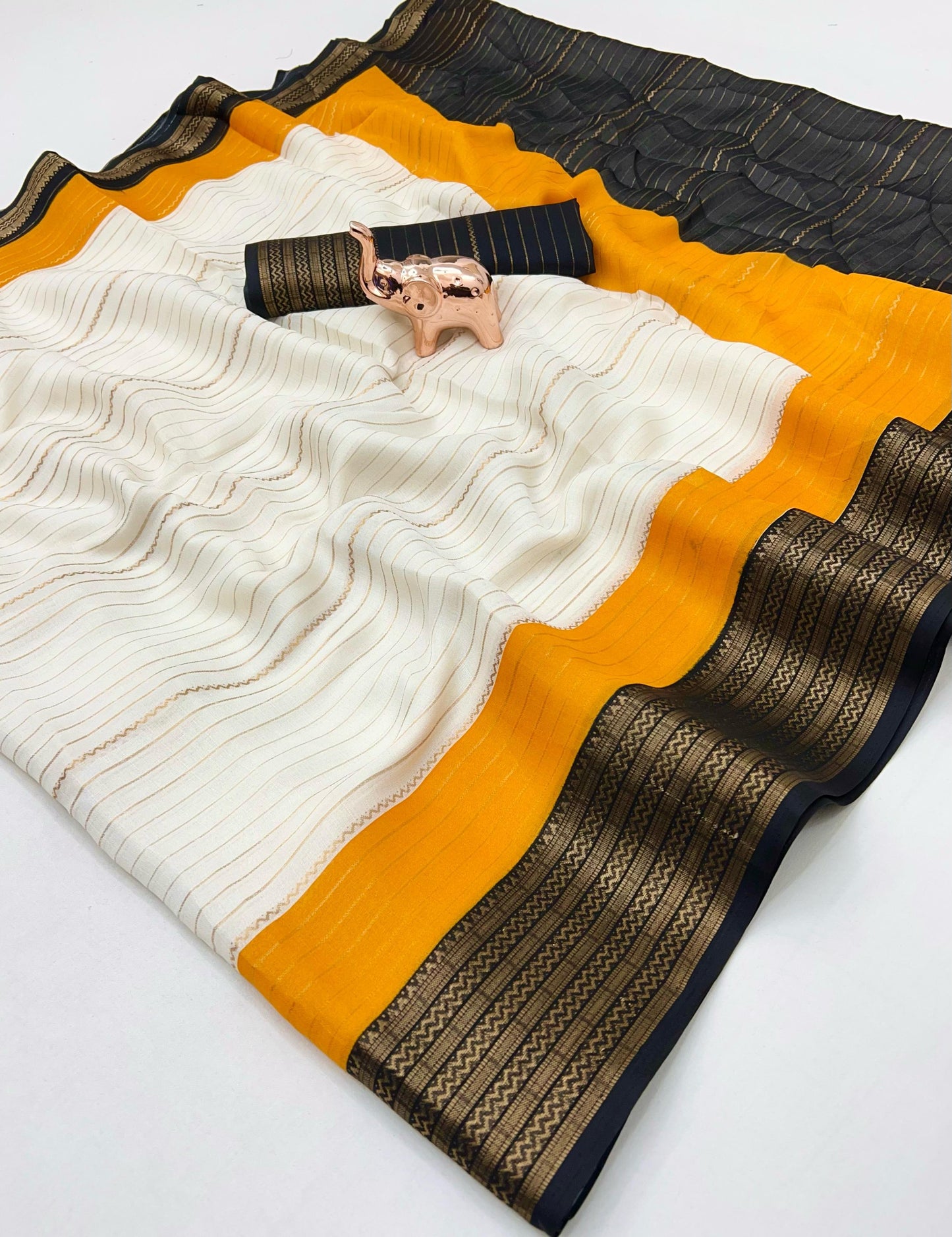 Soft Marshmallow Fabric Saree with All-Over Padded Print & Matching Blouse – Lightweight & Elegant Daily Wear | Swaraas.in