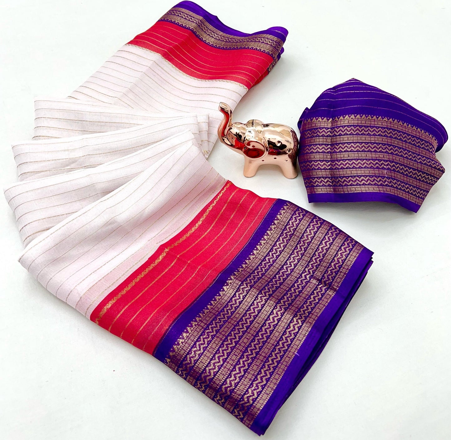 Soft Marshmallow Fabric Saree with All-Over Padded Print & Matching Blouse – Lightweight & Elegant Daily Wear | Swaraas.in