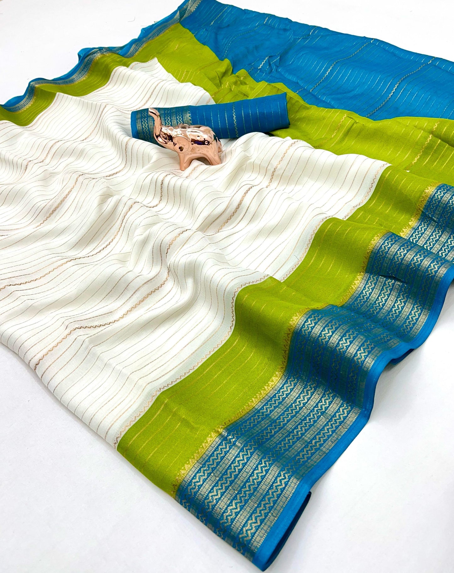 Soft Marshmallow Fabric Saree with All-Over Padded Print & Matching Blouse – Lightweight & Elegant Daily Wear | Swaraas.in