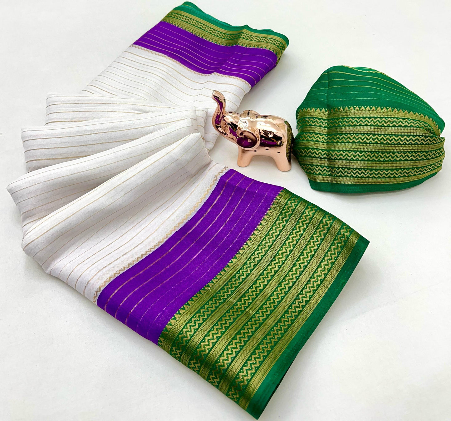 Soft Marshmallow Fabric Saree with All-Over Padded Print & Matching Blouse – Lightweight & Elegant Daily Wear | Swaraas.in