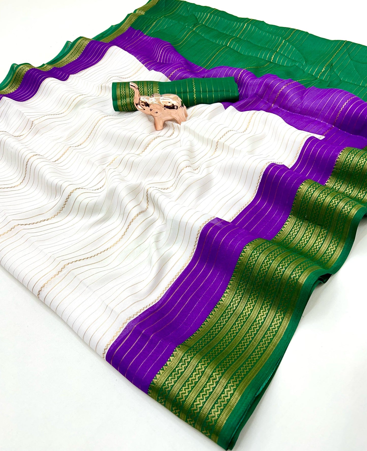 Soft Marshmallow Fabric Saree with All-Over Padded Print & Matching Blouse – Lightweight & Elegant Daily Wear | Swaraas.in