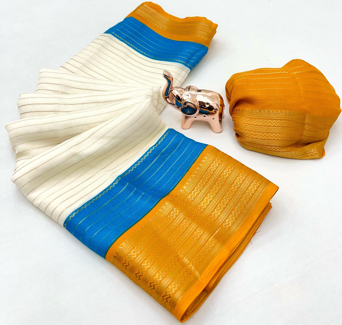 Soft Marshmallow Fabric Saree with All-Over Padded Print & Matching Blouse – Lightweight & Elegant Daily Wear | Swaraas.in