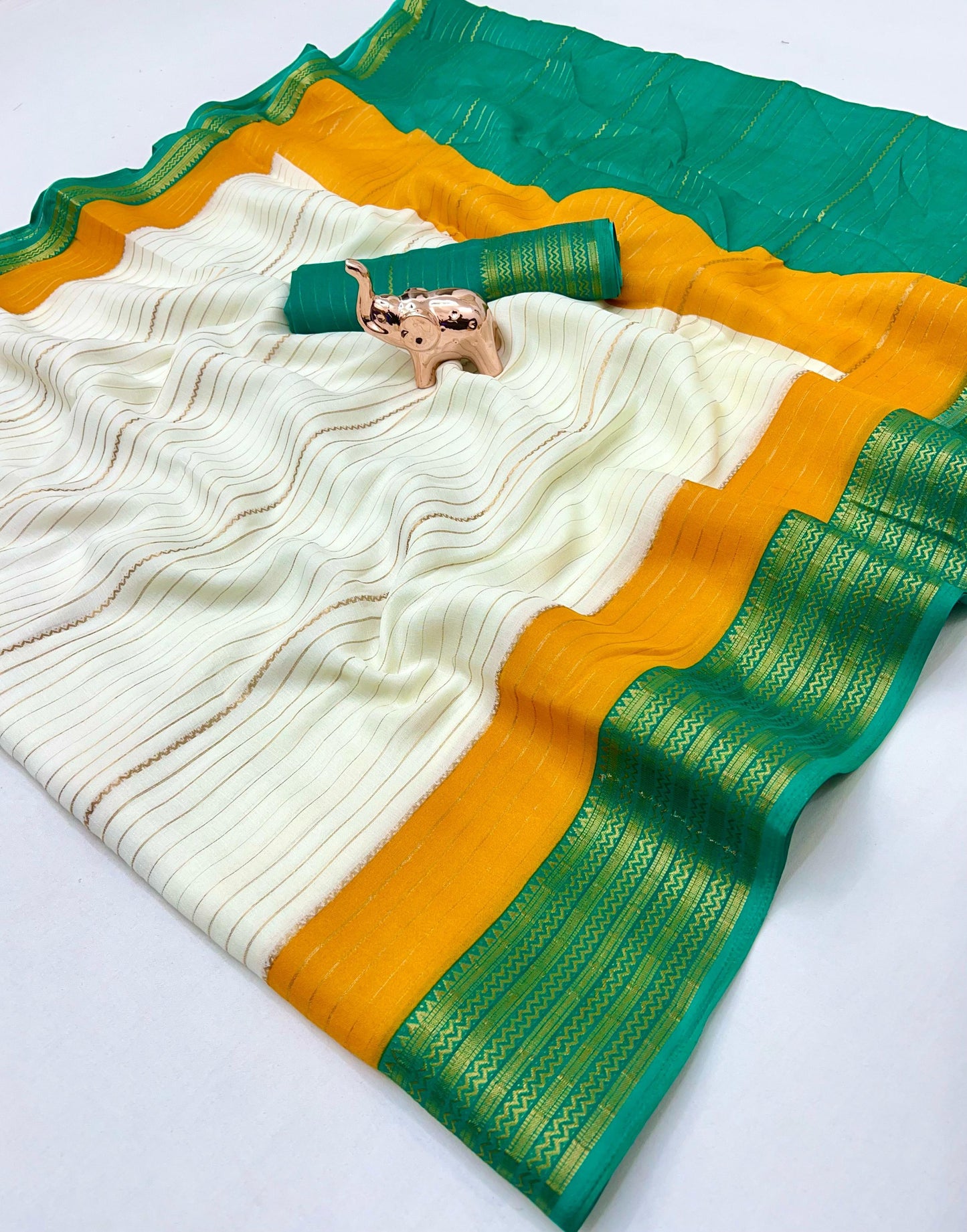 Soft Marshmallow Fabric Saree with All-Over Padded Print & Matching Blouse – Lightweight & Elegant Daily Wear | Swaraas.in