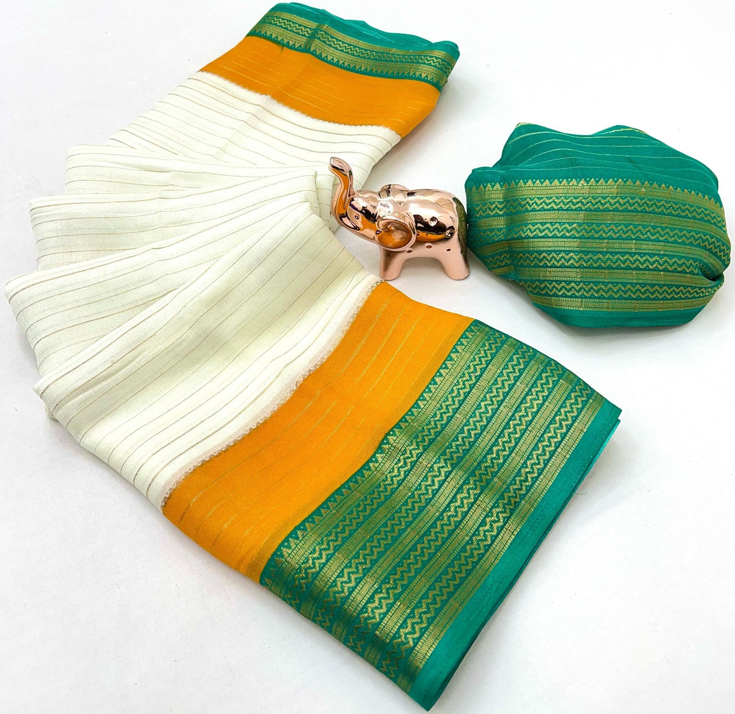 Soft Marshmallow Fabric Saree with All-Over Padded Print & Matching Blouse – Lightweight & Elegant Daily Wear | Swaraas.in
