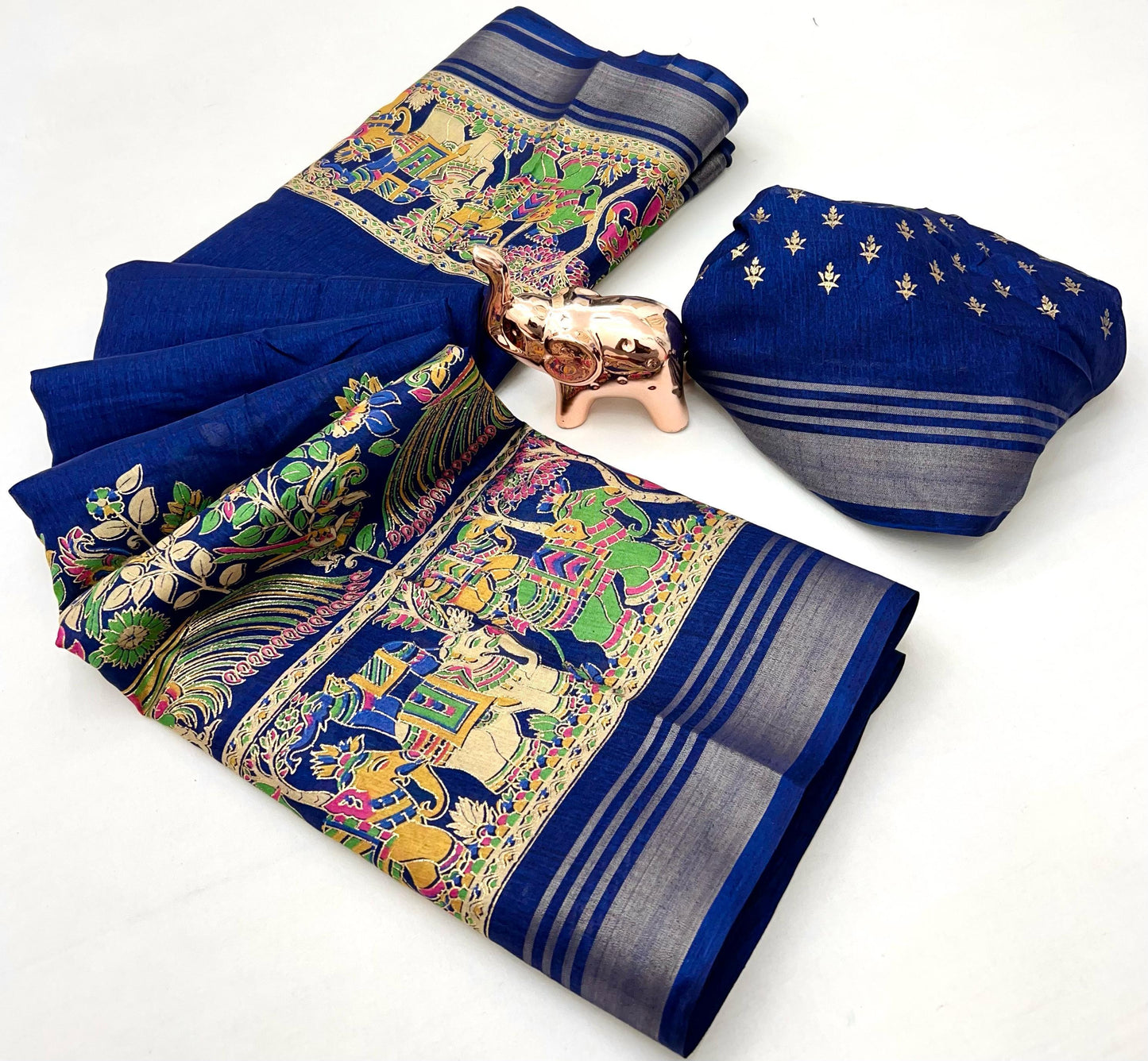 Soft Mul Dolla Saree with Elegant Foil Print & Golden Zari Pattu Border – Festive Ready Ethnic Wear | Swaraas.in