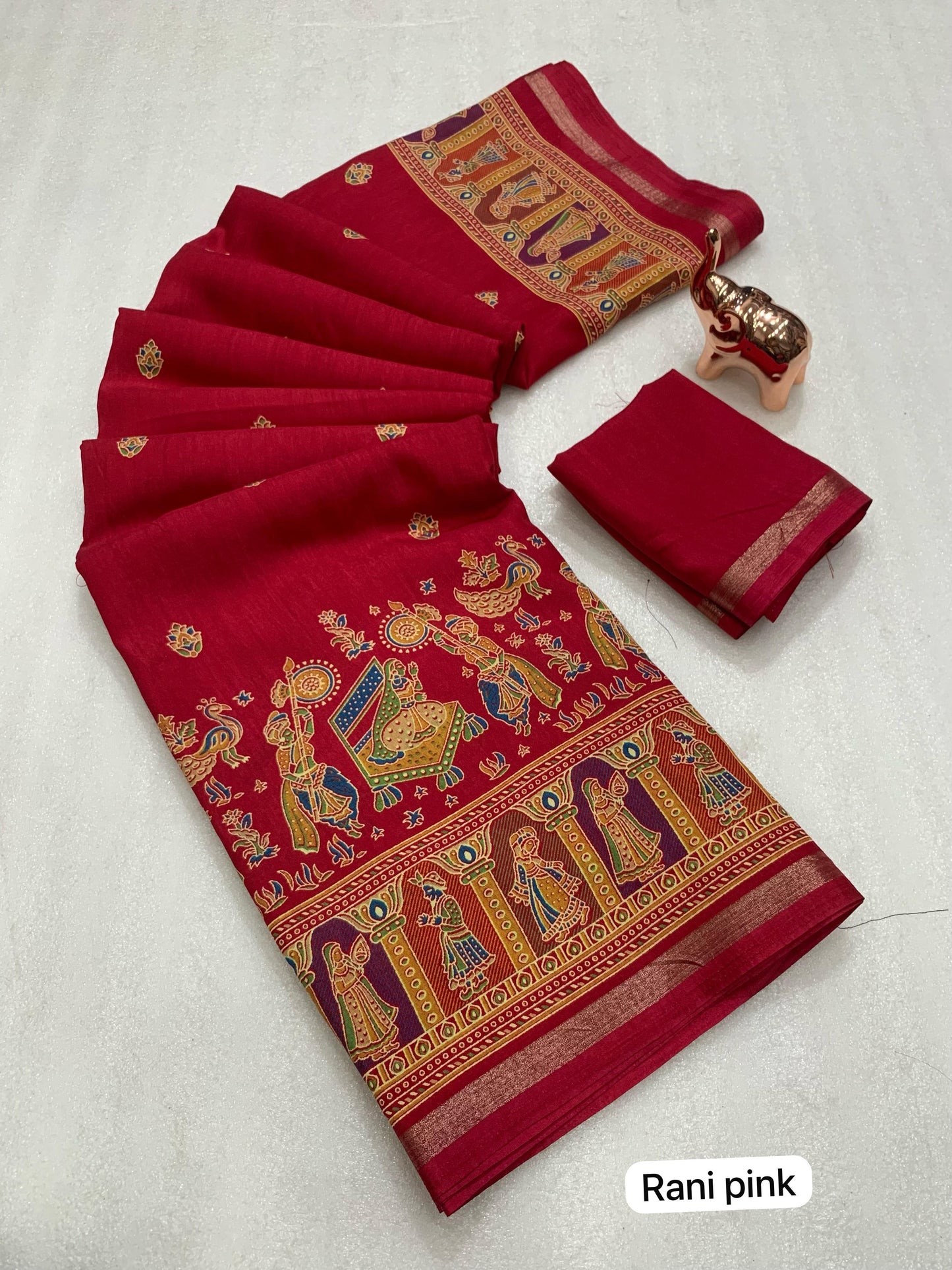 Pure Soft Tussar Silk Saree with Kashmiri Print, Rich Pallu & Fancy Golden Border – Elegant Ethnic Wear | Swaraas.in