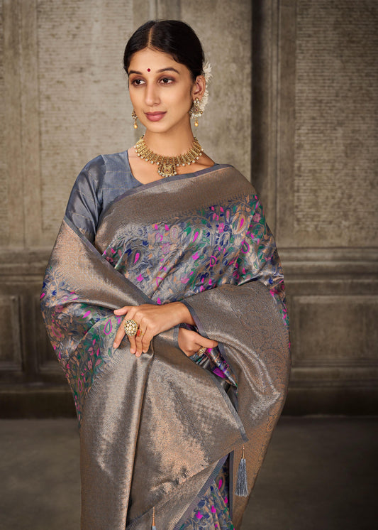 Kashmiri Modal Handloom Weaving Saree with Traditional Motifs – Soft & Elegant Ethnic Wear | Swaraas.in
