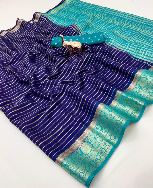 Heavy Marshmallow Hand-Dyed Saree with All-Over Self-Weaving and Contrast Design Pallu – Premium Ethnic Wear | Swaraas.in