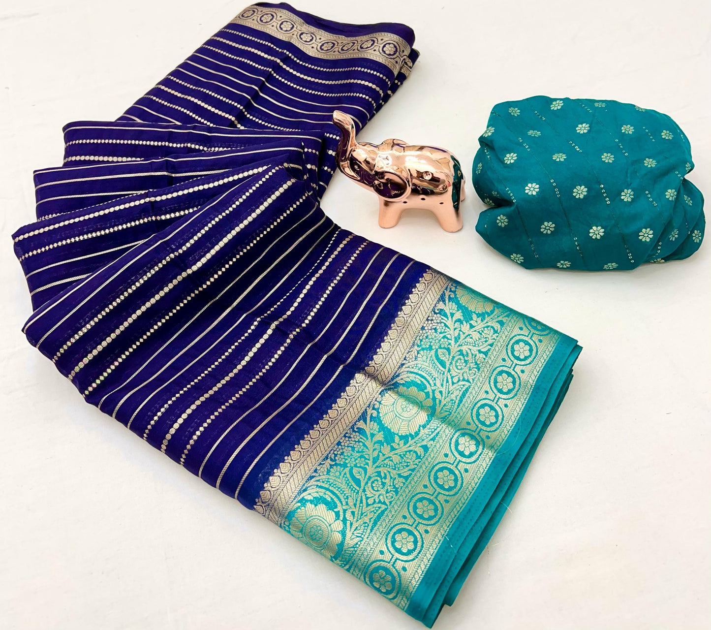 Heavy Marshmallow Hand-Dyed Saree with All-Over Self-Weaving and Contrast Design Pallu – Premium Ethnic Wear | Swaraas.in