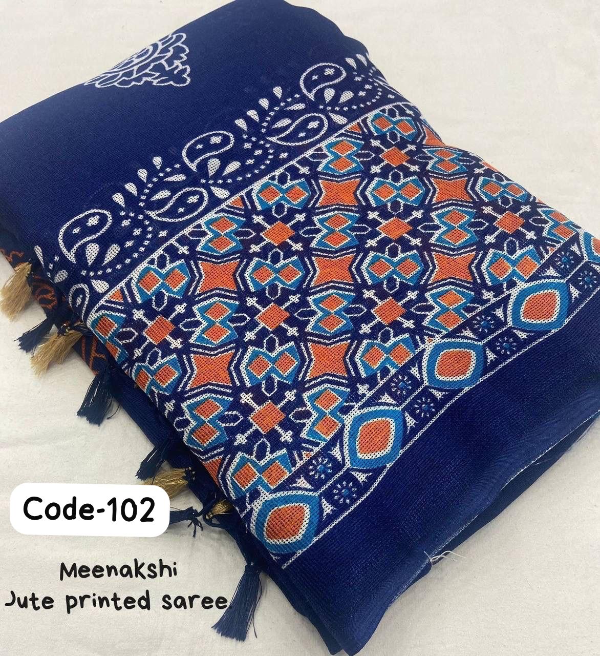 Soft Jute Silk Printed Saree with Matching Blouse Piece