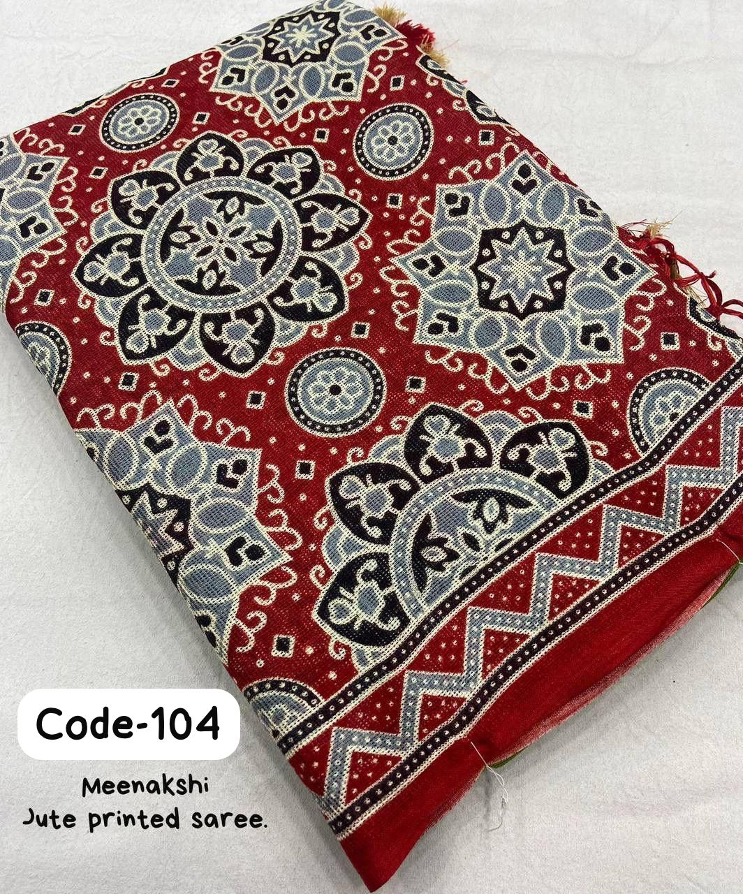 Soft Jute Silk Printed Saree with Matching Blouse Piece