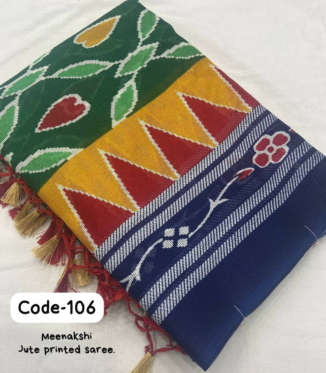 Soft Jute Silk Printed Saree with Matching Blouse Piece