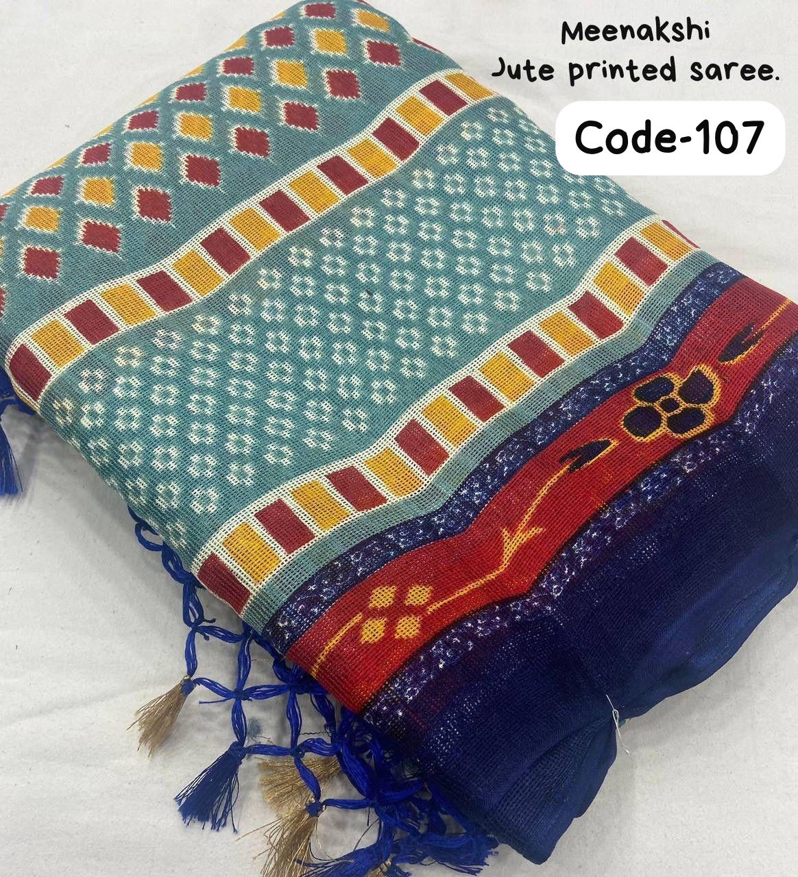 Soft Jute Silk Printed Saree with Matching Blouse Piece