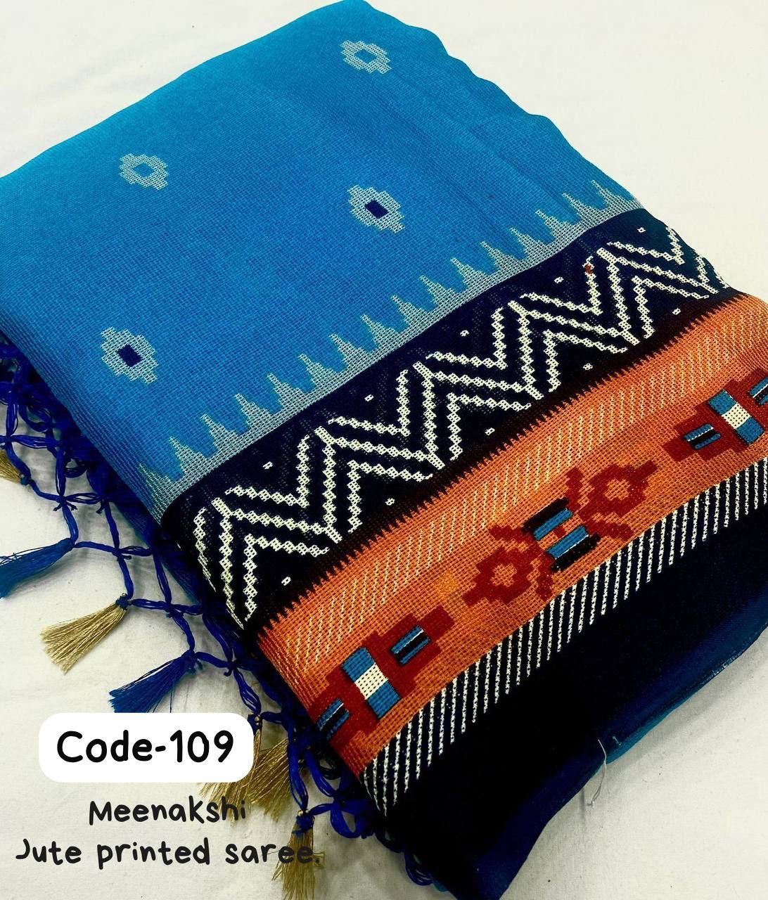 Soft Jute Silk Printed Saree with Matching Blouse Piece