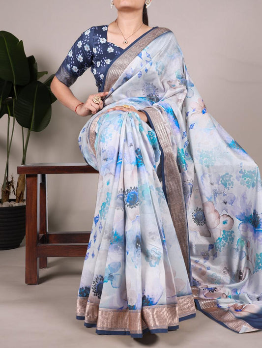 Elegant Tussar Silk Saree with Viscose Border | Lightweight & Festive-Ready