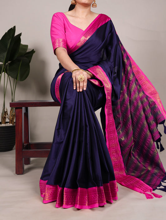 Premium Aura Silk Saree with Matching Blouse | Soft & Elegant Partywear Drape