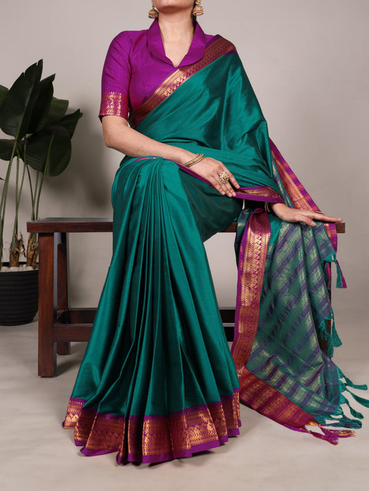 Premium Aura Silk Saree with Matching Blouse | Soft & Elegant Partywear Drape
