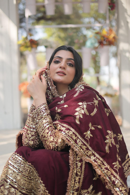 Premium Vichitra Shimmer Gown Set with Sequins Embroidery & Dupatta | Partywear Gown for Women