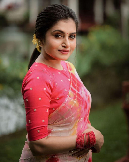 Colorful Georgette Zari Checks Saree with Phantom Silk Blouse | Elegant Partywear Saree