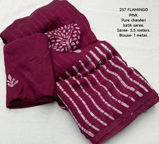 Pure Chanderi Cotton Saree with Hand Batik Print & Tassel Pallu | Elegant Ethnic Wear