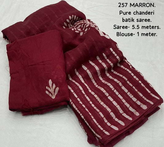 Pure Chanderi Cotton Saree with Hand Batik Print & Tassel Pallu | Elegant Ethnic Wear