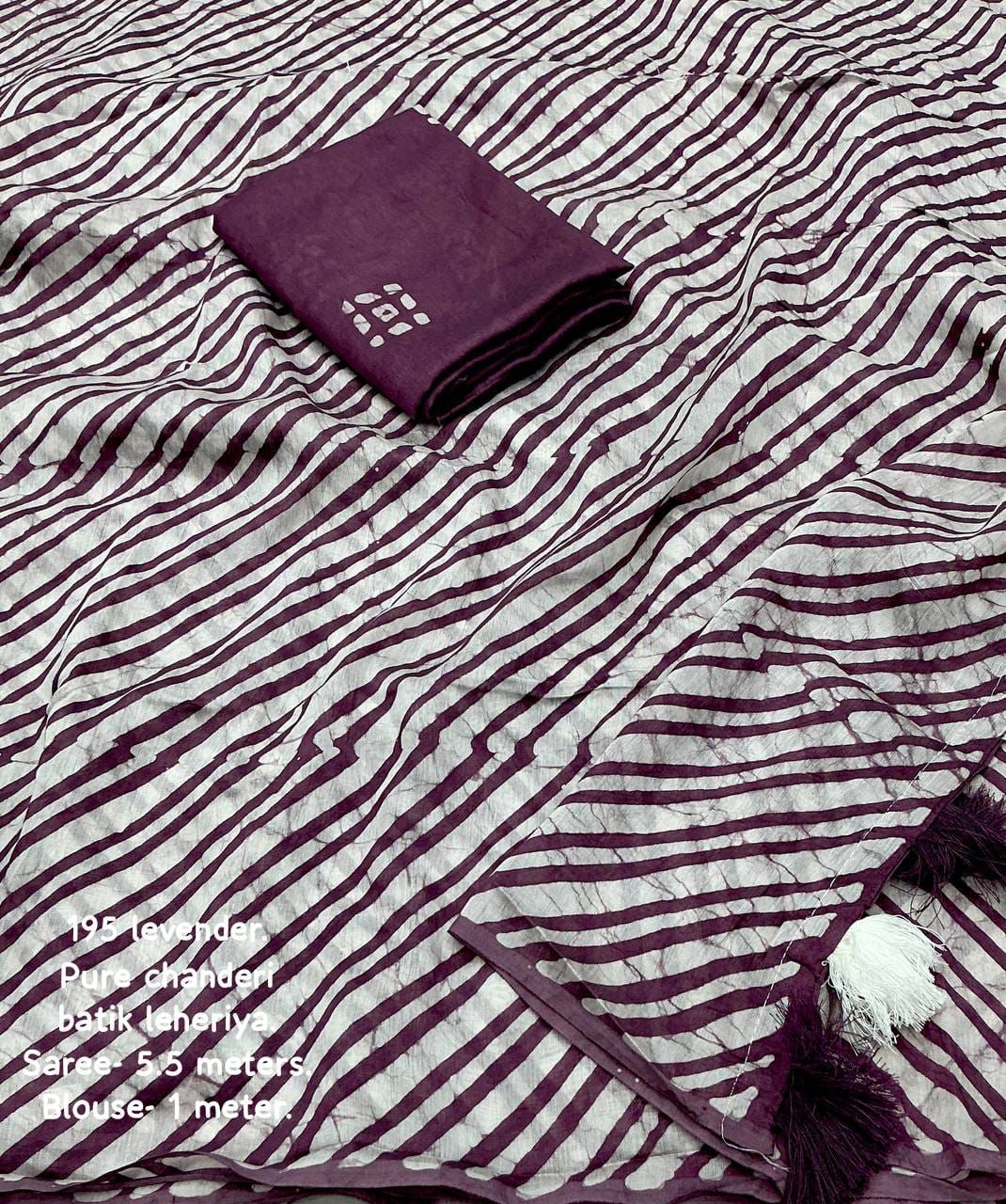 Pure Chanderi Cotton Saree with Hand Batik Print & Tassel Pallu | Elegant Ethnic Wear