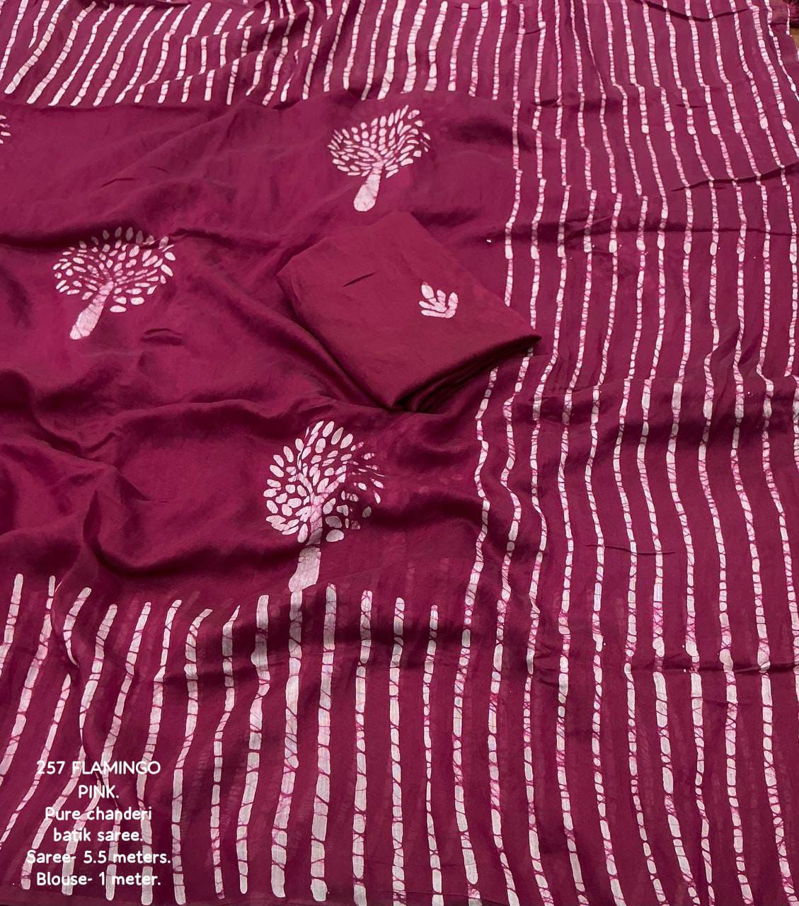 Pure Chanderi Cotton Saree with Hand Batik Print & Tassel Pallu | Elegant Ethnic Wear