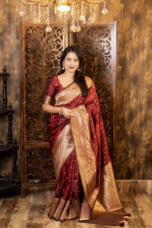 Soft Silk Zari Woven Saree with Leheriya Butti Weaving | Traditional Festive Wear