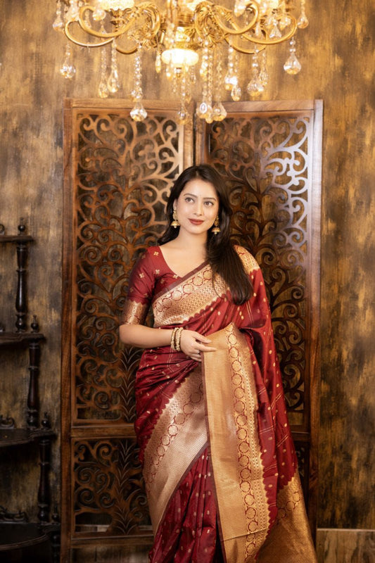 Soft Silk Zari Woven Saree with Leheriya Butti Weaving | Traditional Festive Wear