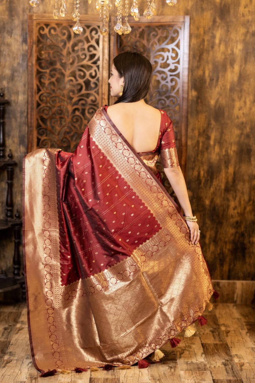 Soft Silk Zari Woven Saree with Leheriya Butti Weaving | Traditional Festive Wear