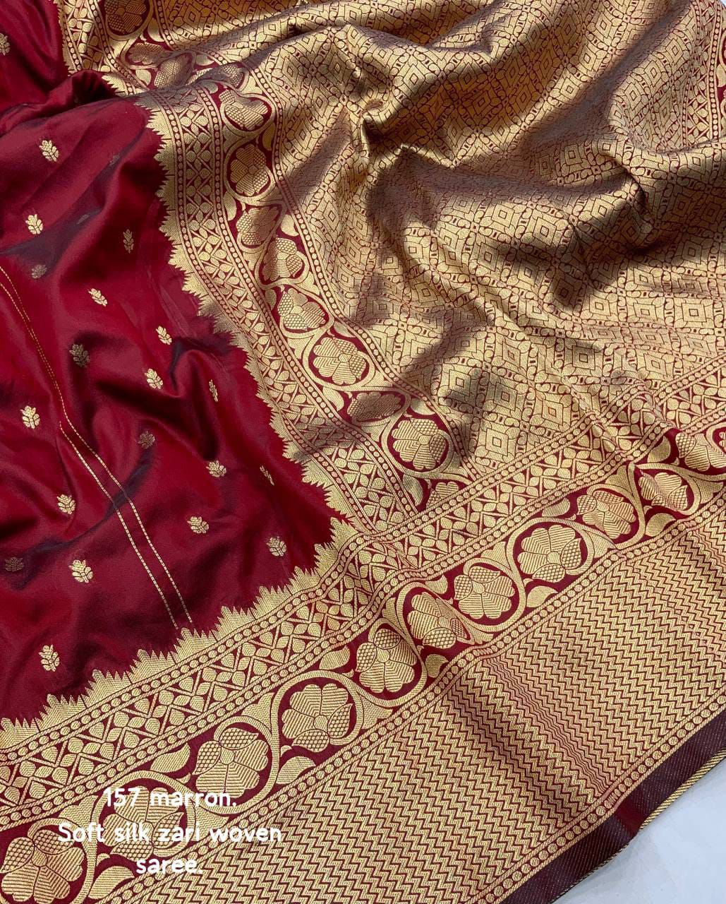 Soft Silk Zari Woven Saree with Leheriya Butti Weaving | Traditional Festive Wear